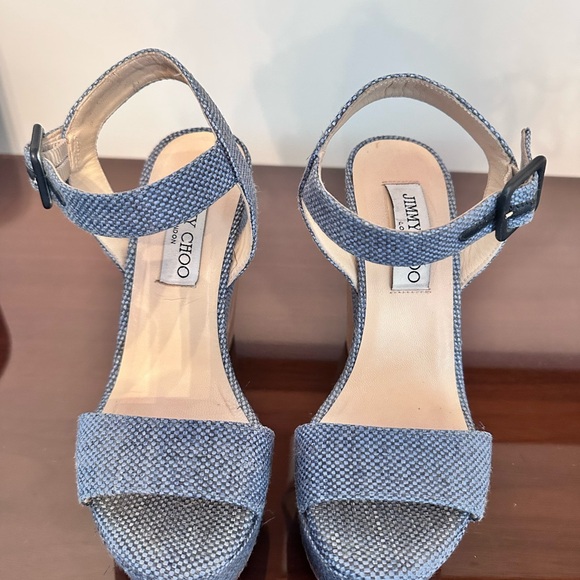 Jimmy Choo Textured Blue Heels - Picture 1 of 8